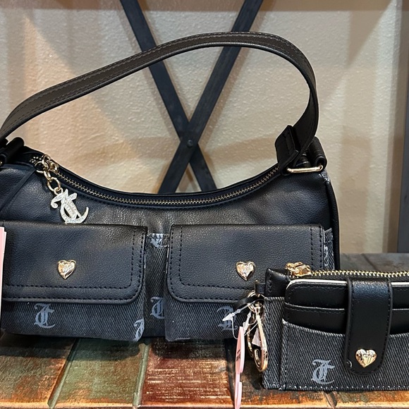 Juicy Couture Pack It Up Black Shoulder Bag & Wallet - Picture 2 of 4